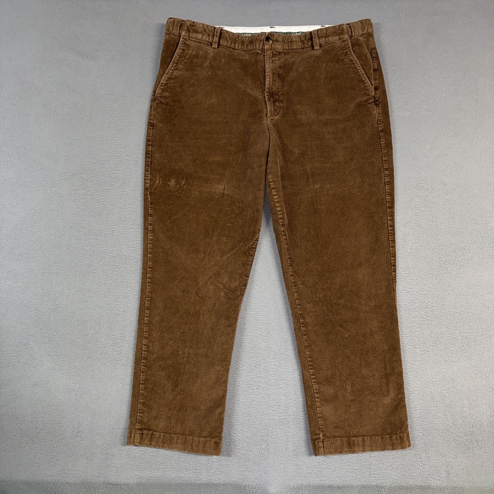 LL Bean Pants Mens 42x32 (Fits 42x30) Brown Straight Corduroy Comfort Waist